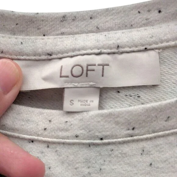 Womens LOFT Heather Oatmeal Speckled 3/4 Sleeve Crew Shirt Top Size Small S - Picture 3 of 6